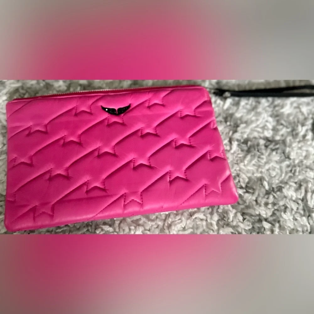 ‼️RARE‼️🎸Zadig & Voltaire🎸🔥NWOT🔥Uma Wing Quilted Leather Wristlet/Clutch in Pink - Picture 6 of 15